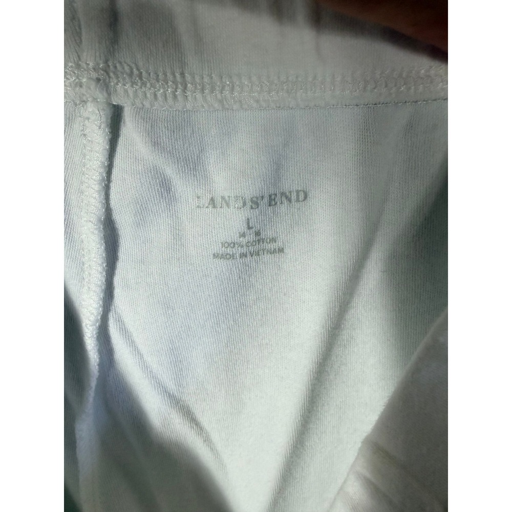 Lands End Womens Plus Capri Pants L 1X 18W White Cotton Elastic Waist Pockets - Picture 2 of 6
